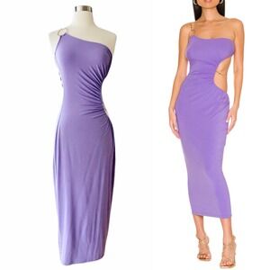 WEWOREWHAT Cocktail Snake Chain Cut Out Maxi Dress Electric Purple Medium NWT